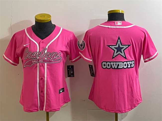 Women's Dallas Cowboys Pink Team Big Logo With Patch Cool Base Stitched Baseball Jersey(Run Small),We sell and wholesale Women's Dallas Cowboys Pink Team Big Logo With Patch Cool Base Stitched Baseball Jersey(Run Small) on line form chian!